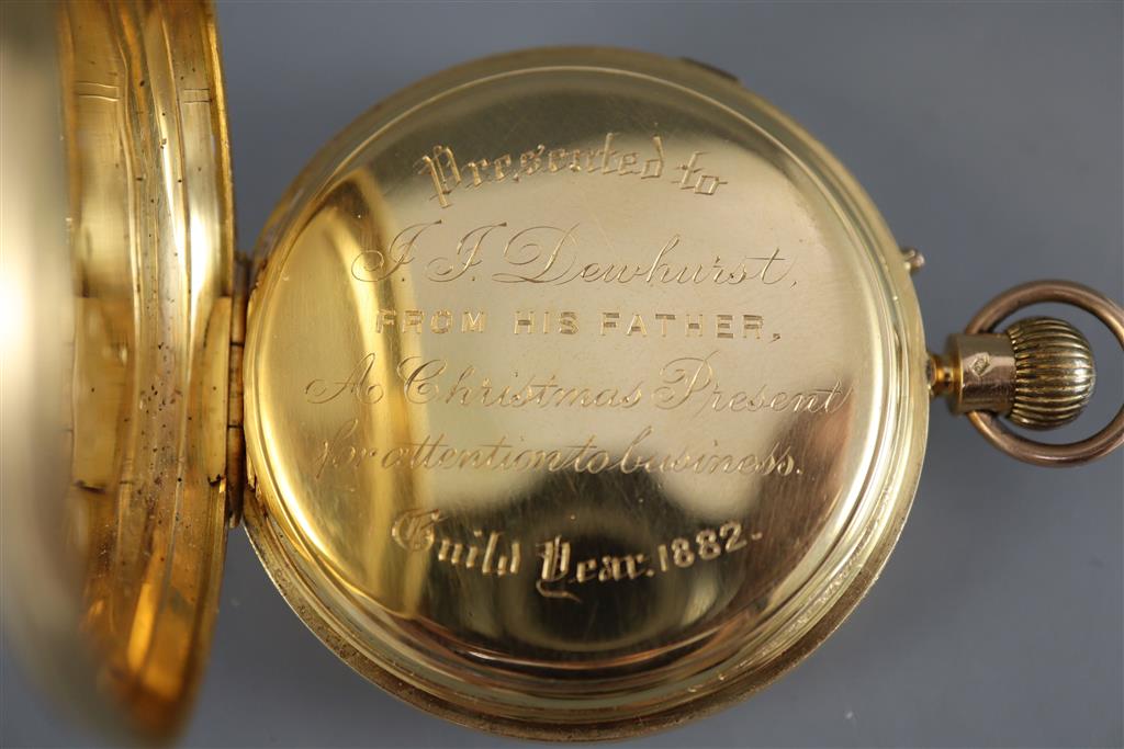 A Victorian 18ct gold keyless open face marine chronograph, by P. Weiner, Strand, London,